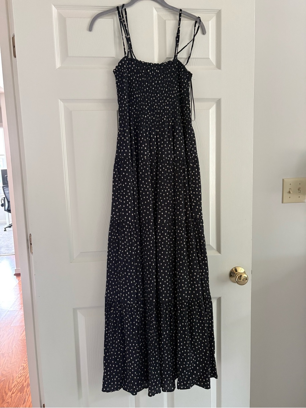 Abercrombie & Fitch Black Maxi Dress with White Polka Dots